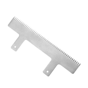 Front view of stainless serrated blade for food processing machinery