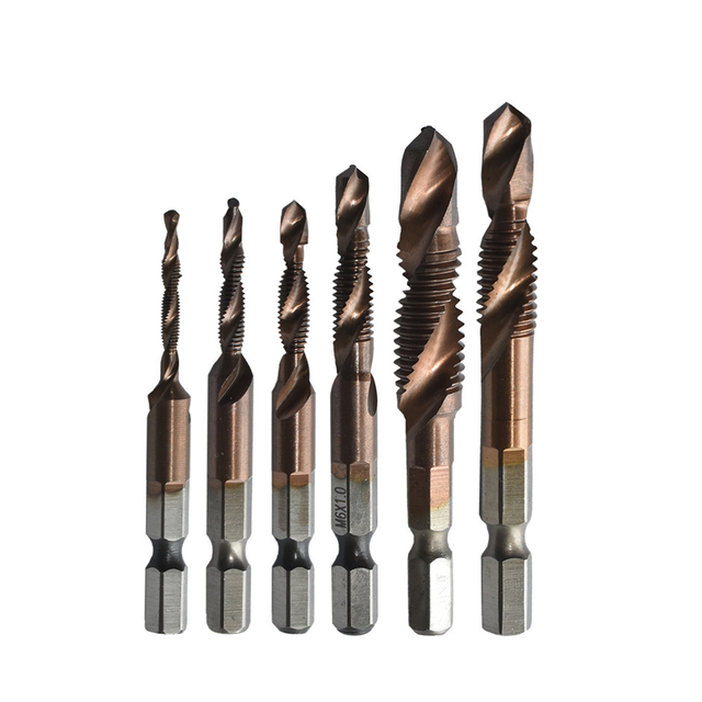 High-speed cobalt HSS hex shank combination tap drill bit with spiral flute design for smooth cutting and precise drilling and tapping