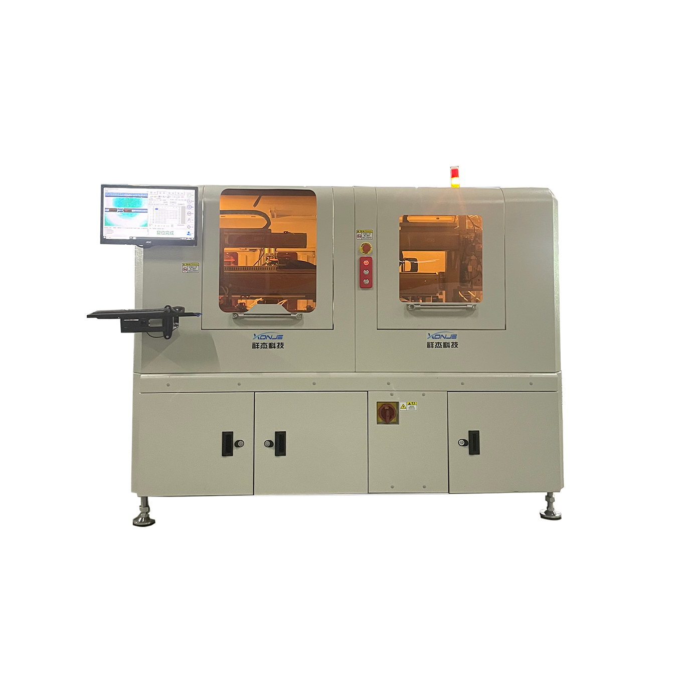 Online PCB milling robot featuring 16-axis motion system, CCD vision positioning, and automatic tool change spindle