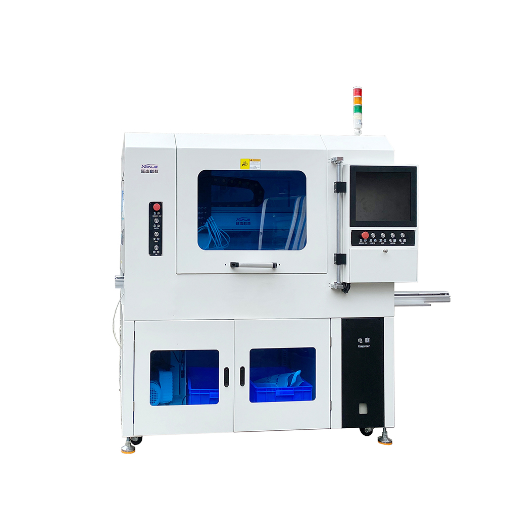 Front view of XONJE XJ-620A dual station inline PCB separator with Mark point correction and low-stress V-cut automation system