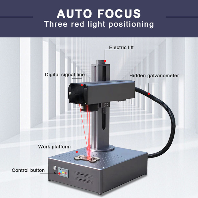 Portable MOPA fiber laser marking machine for metal and stone engraving, 20W 30W 50W power options.