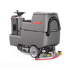battery-powered floor scrubber with tight turning radius and aluminum chassis