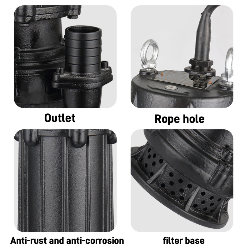 Heavy duty submerged pump for pumping station and sewage tanks