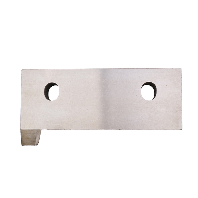 Front view of alloy rolling knife with dual holes designed for precision steel cutting and durability