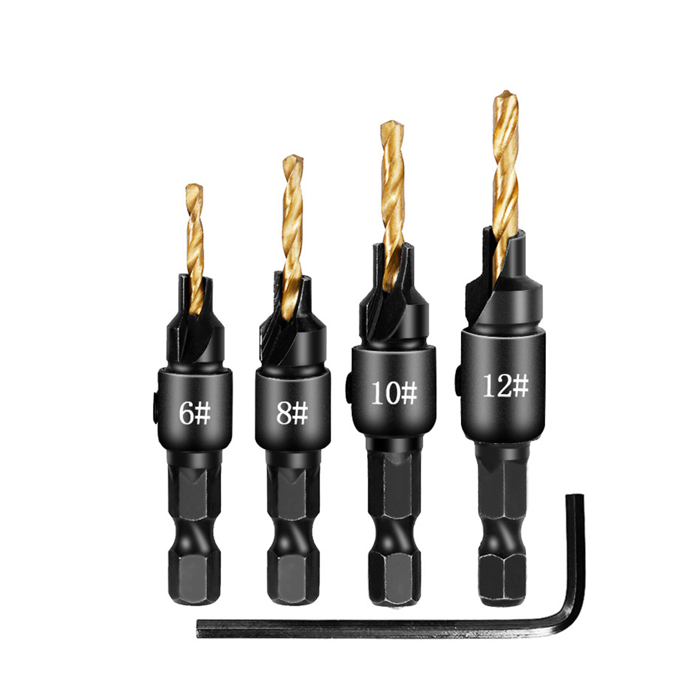 Hexagonal Shank Woodworking Countersunk Twist Drill Bit