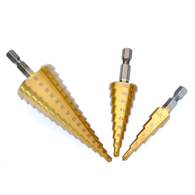 hex shank pagoda step drill bit for metal and plastic